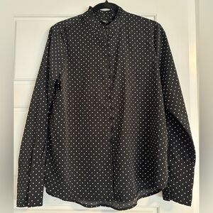 ICON Women's Black Blouse with White Polka Dots